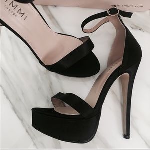 Black satin shoes simmi